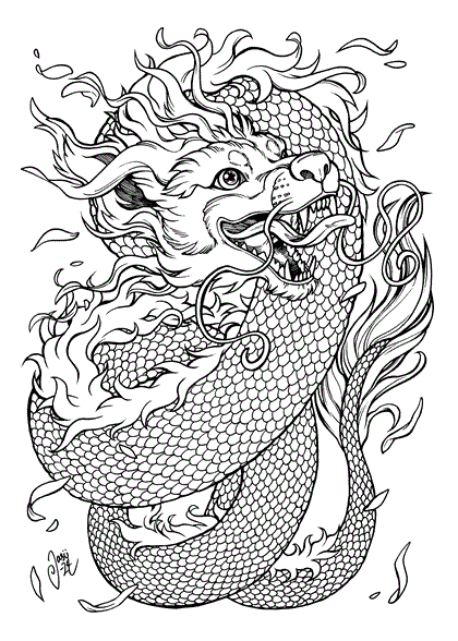 Animated preview of a dragon illustration being colored